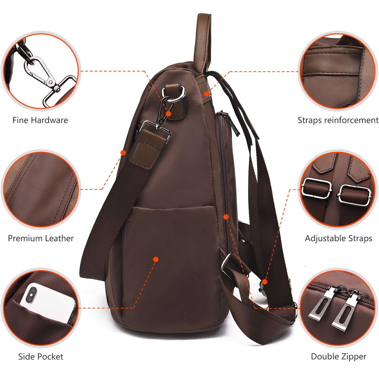 Charmore Women Backpack Ladies Rucksack Waterproof Nylon School bags Anti-theft Daypack Shoulder Bags