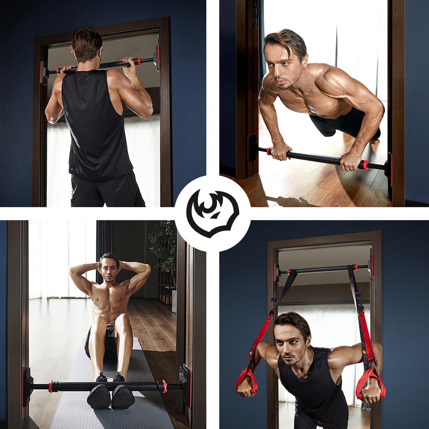 FitBeast Pull Up Bar for Doorway, Strength Training Pullup Bar with No Screws, Chin Up Bar with Adjustable Width Locking Mechanism, Doorway Pull Up Bar Max Load 600lbs for Home Gym