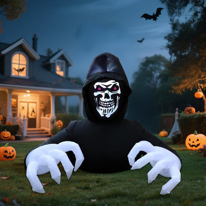 DR.DUDU 6 Ft Halloween Inflatable Decoration Grim Reaper Spooky Ghost with LED Lights for Outdoor Garden Yard Lawn