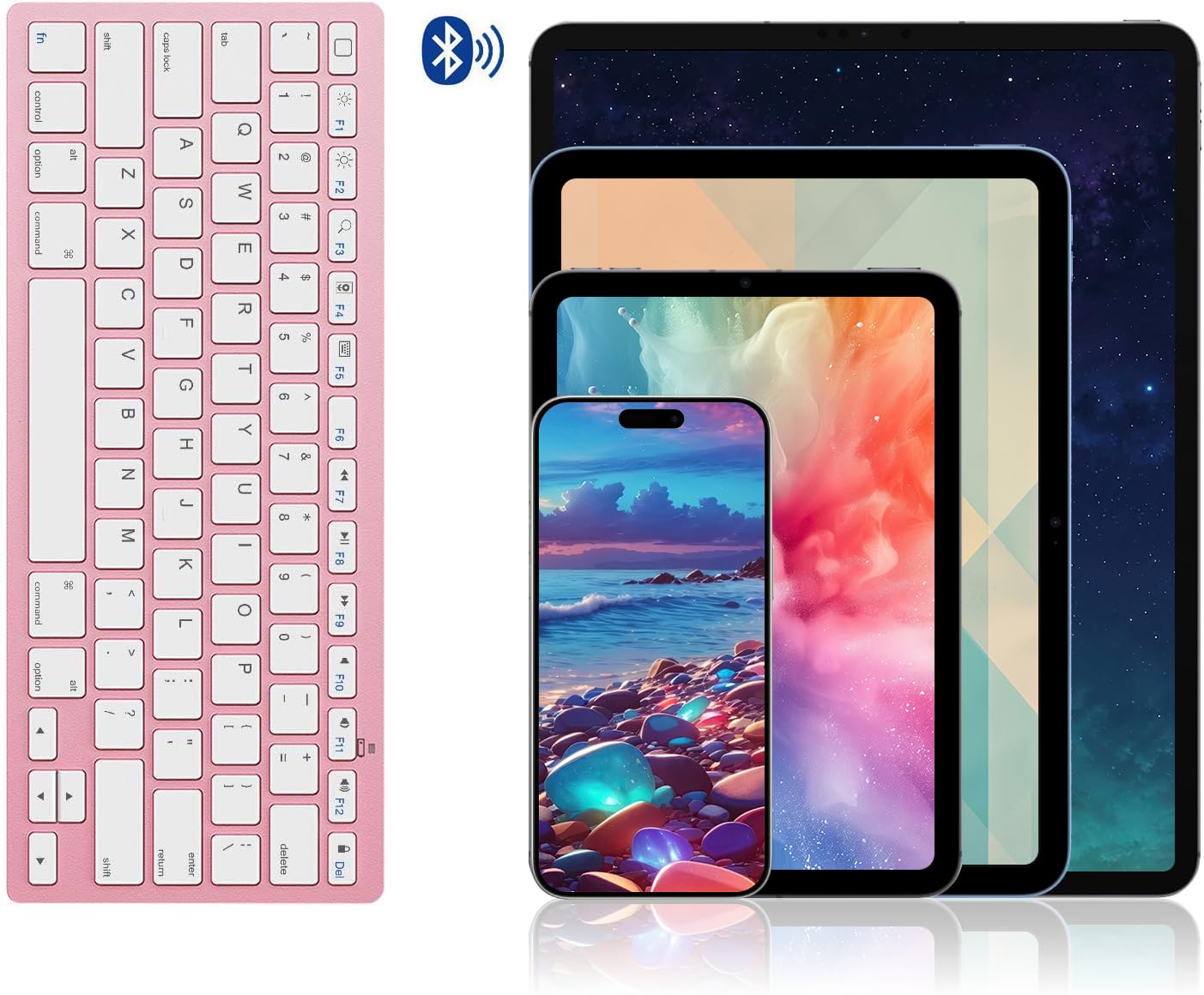 OMOTON Bluetooth Keyboard Compatible with iPad 10th Generation, iPad 10.2 (9th/8th/7th), iPad Pro 13/12.9/11 inch, iPad Air/Mini and More iOS Devices, White