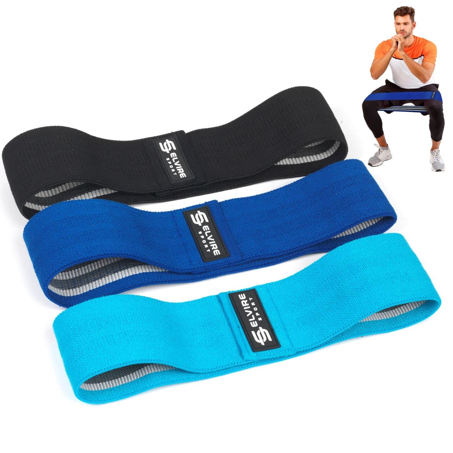 Elvire Fabric Resistance Bands for Working Out, Set of 3, Booty Exercise Band for Women, Workout Loops, Legs, Glutes, Squat