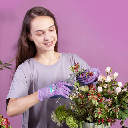 KAYGO Latex Coated Work Gloves for Women Breathable, 3 Pairs Recycled Polyester Gardening Gloves, Eco Friendly Safety Yard Work Gloves for Ladies, KGE19L (Purple, Small)