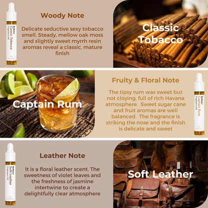 Benatu Gentleman Premium Fragrance Oils Set for Diffuser, Candle, Soap Making - Men Scents Aromatherapy Perfume Oil Gift for Home (Tobacco, Rum, Leather, Ebony, Spice Cinnamon, Oak Cologne) 6 Pcs