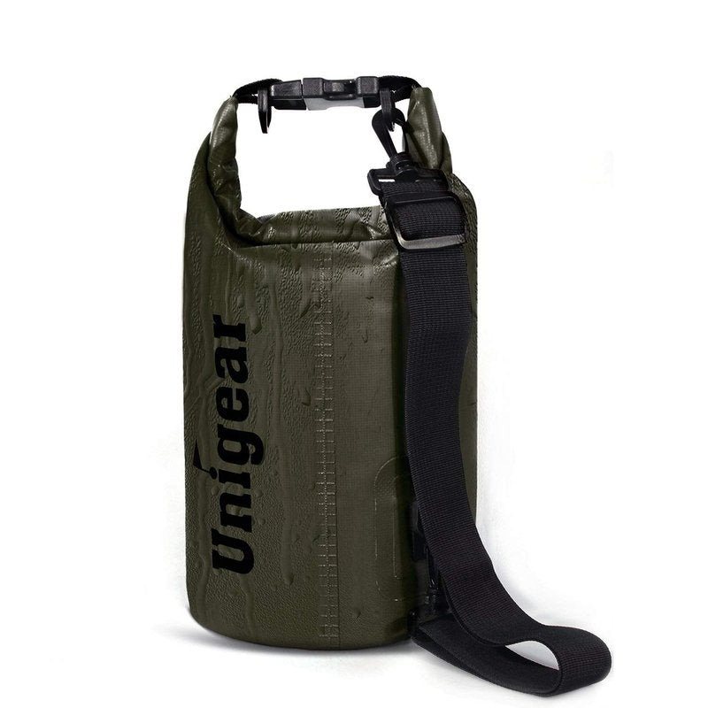 Unigear Dry Bag Waterproof, Floating and Lightweight Bags for Kayaking, Boating, Fishing, Swimming and Camping with Waterproof Phone Case (Army Green, 10L)