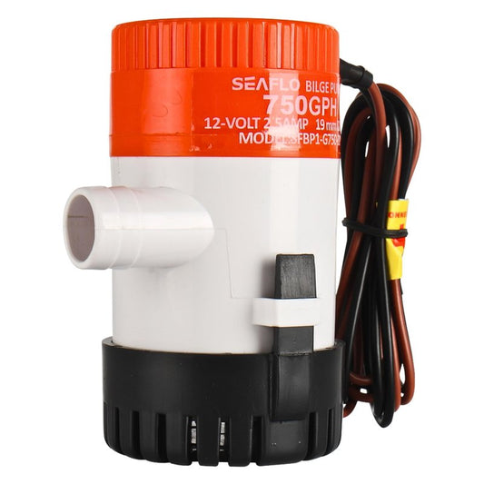 SEAFLO 01 Series 750 GPH Bilge Pump – 12V, 3/4" Outlet, Marine Submersible Pump with Anti-Airlock Protection, CE & Rohs Certified, 4-Year Warranty | Reliable for Boats and Marine Applications