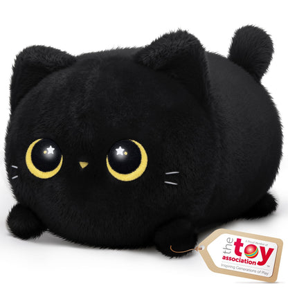 Mewaii 8'' Soft Black Cat Plush Pillow – Adorable Cuddle Plush Toy, Squishy Stuffed Animal for Kids, Adults, and Plushie Lovers, Perfect for Hugging and Relaxing
