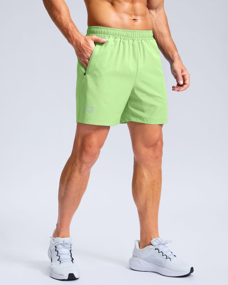 G Gradual Men's Athletic Running Shorts with Zipper Pockets Quick Dry 7"/ 5"/ 9" Workout Gym Shorts for Basketball Hiking(Mint Moment,9L)