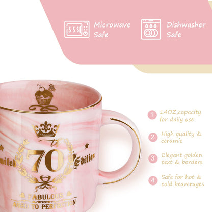 Best Friend Birthday Gifts for Women, Friendship Gifts for Women, Unique Birthday Valentines Day Gift Ideas for Her, Friends Female, Besties, BFF Ceramic Marble Coffee Mug Gift Box Printed Gold 14 oz