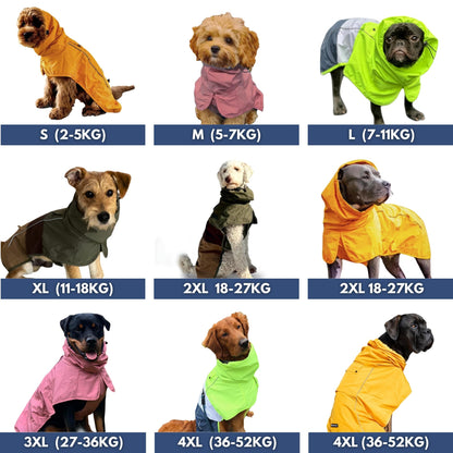 Spark Paws Dog Raincoat, Waterproof Windproof Rain Jacket, For Small Medium Large Extra Large Dogs, Reflective Breathable Full-body Coverage Dry Suit - Mustard Yellow - XL
