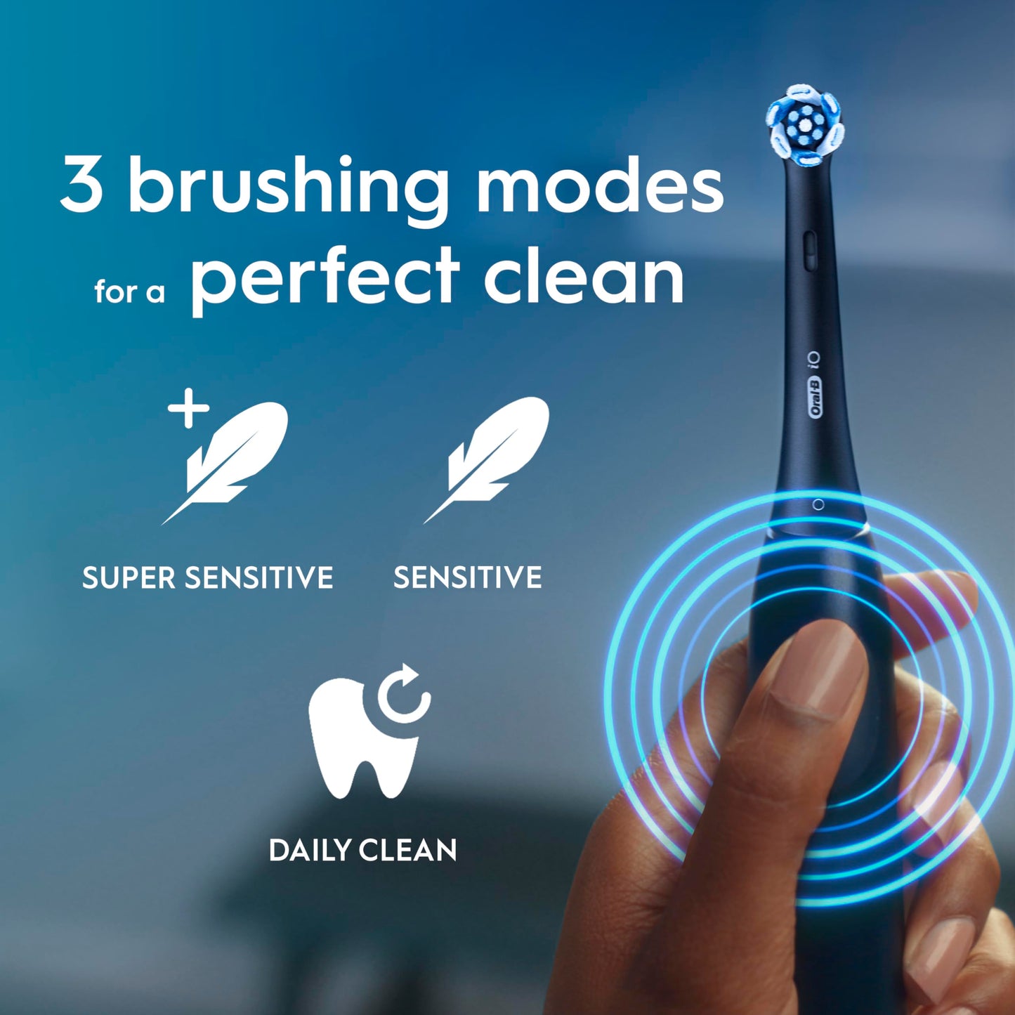 Oral-B iO2 Electric Toothbrush, 1 Gentle Care Toothbrush Head, 1 Travel Case, 1 Travel Refill Holder, Oral B Toothbrush Adults (Night Black), Designed by Braun, 2 Pin UK Plug