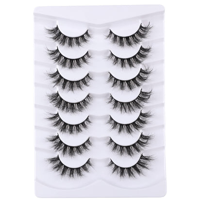 Mebver False Eyelashes Cat Eye Lashes Faux Mink Lashes Natural Look Fluffy Wispy Lashes That Look Like Extensions Pestañas Postizas D Curl Lash Strips Short Fox Eye Lashes 7 Pairs Pack