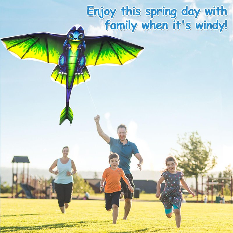 62" Dragon Kite for Kids and Adults, Easy to Fly Huge Dinosaur Kites for Kids Ages 4-8 8-12 with 328FT String for Beach Trip Yard Lawn Family Outdoor Games and Activities Birthday Gifts, 2 Pack
