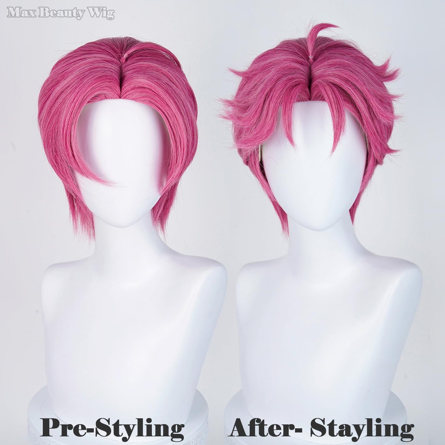 Pink Cosplay Wig for Men, Male Anime Style Wig Heat Resistant Synthetic Fiber for Cosplay Synthetic Hair Halloween Costume Party Hair