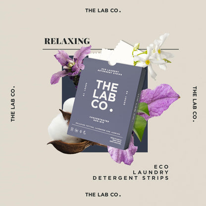 The Lab Co. Laundry Detergent Strips Sheets | 64 Loads | Eco Ultra-Concentrated | Non-Bio for Sensitive Skin | Relaxing Fragrance Cotton Lavender Jasmine