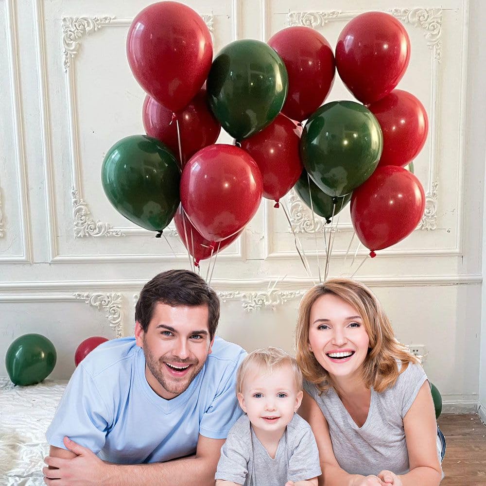 75pcs Christmas Balloons Red Green White Metallic Gold Confetti 12 Inch Latex Balloons for Christmas Birthday Party Decorations