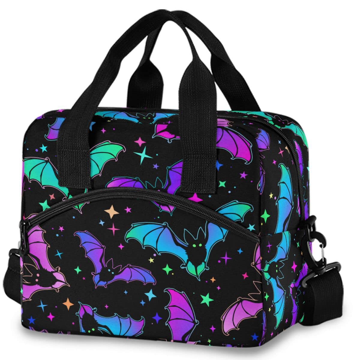 MNSRUU Insulated Lunch Bag Halloween Luminous Bats Women Lunch Tote Men Lunch Cooler Bag Reusable Leakproof Lunch Bag For Work School