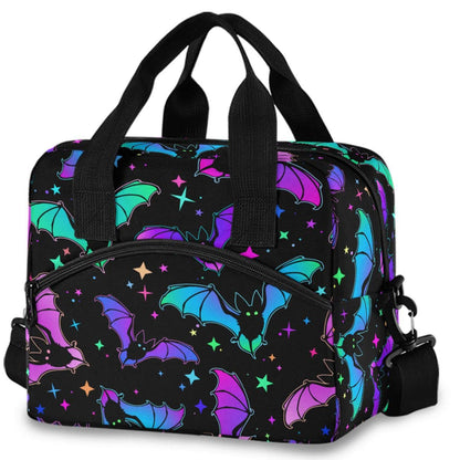 MNSRUU Insulated Lunch Bag Halloween Luminous Bats Women Lunch Tote Men Lunch Cooler Bag Reusable Leakproof Lunch Bag For Work School