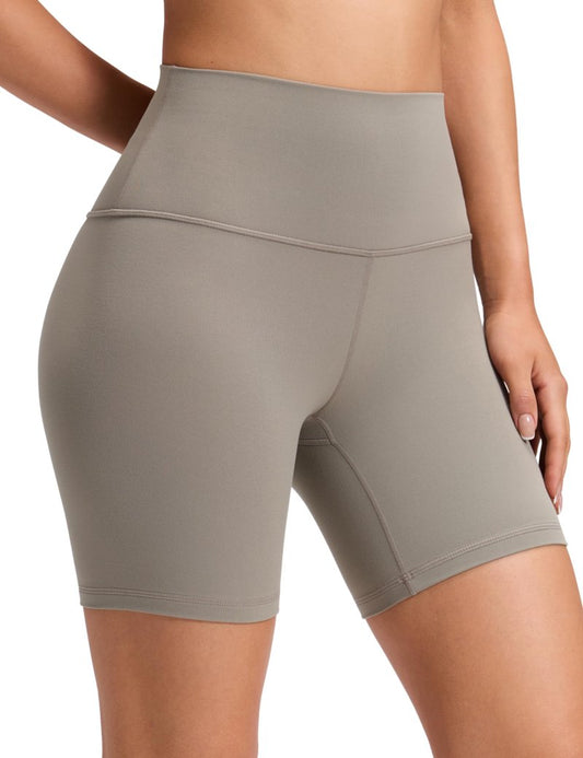 CRZ YOGA ButterLuxe Biker Shorts 6" - High Waisted Workout Running Volleyball Spandex Yoga Womens Warm Ash Grey X-Small