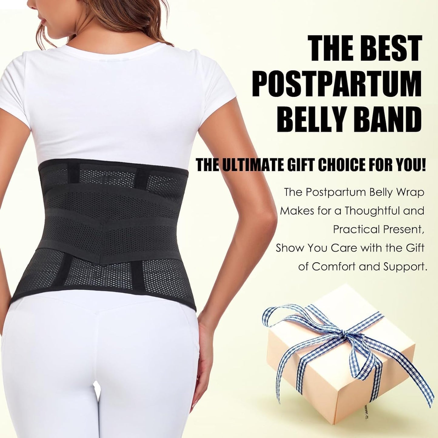 MAMODY Postpartum Belly Wrap – C Section Recovery Belt, Post Partum Women Belly Belt, Abdominal Binder After Pregnancy Postpartum Belly Band After Birth Brace (Black, S/M)