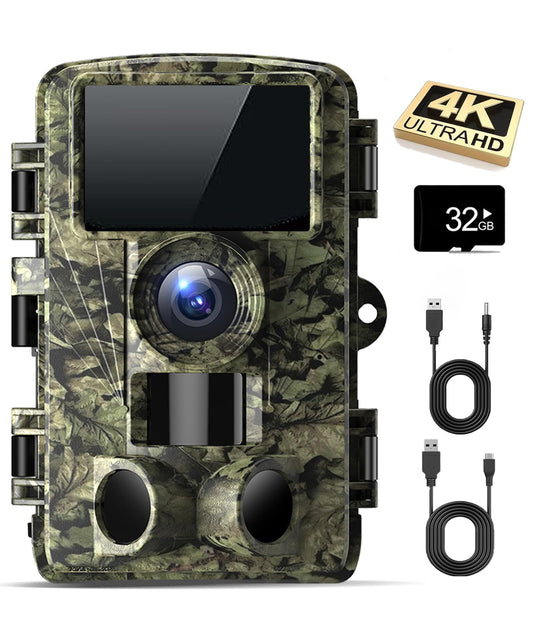 Dargahou Trail Camera - 4K 48MP Game Camera with Night Vision, 0.05s Trigger Motion Activated, IP66 Waterproof, 130 Wide-Angle with No Glow Infrared LEDs for Outdoor Wildlife