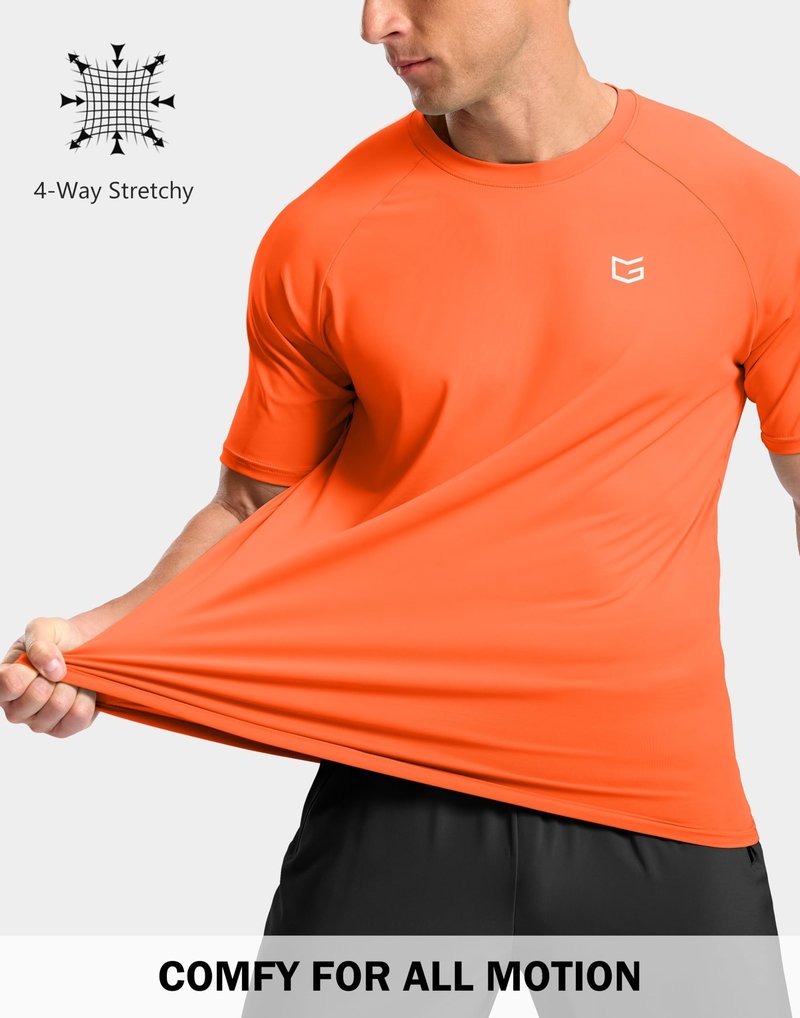 G Gradual Men's Athletic Workout T-Shirts Moisture Wicking Cooling Running Shirts Short Sleeve Performance Tee for Gym Tennis(Orange,M)