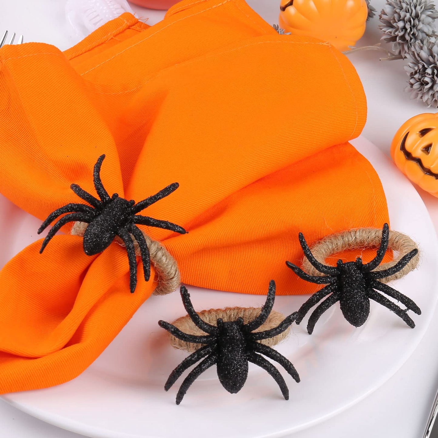 Kalopro Spider Napkin Rings Set of 6,Halloween Napkin Holder Rings,Black Napkin Ring for Halloween,Valentine’s Day,Wedding,Birthday Party,Thanksgiving Day,Christmas Day,Dining Table (Black Spider)