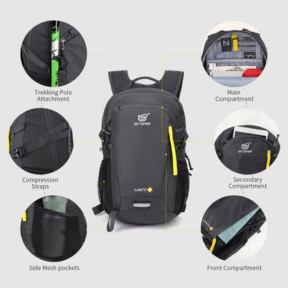 SKYSPER Small Hiking Backpack, 20L Lightweight Travel Backpacks Hiking Daypack Rucksack Women Men for Trekking Backpacking Outdoor Sports(Darkgray)