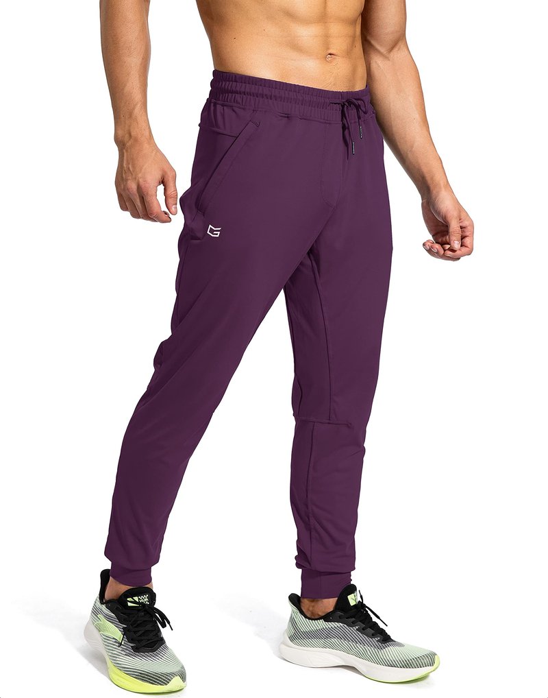 G Gradual Men's Sweatpants with Zipper Pockets Athletic Pants Traning Track Pants Joggers for Men Soccer, Running, Workout(Wine Red,XL)