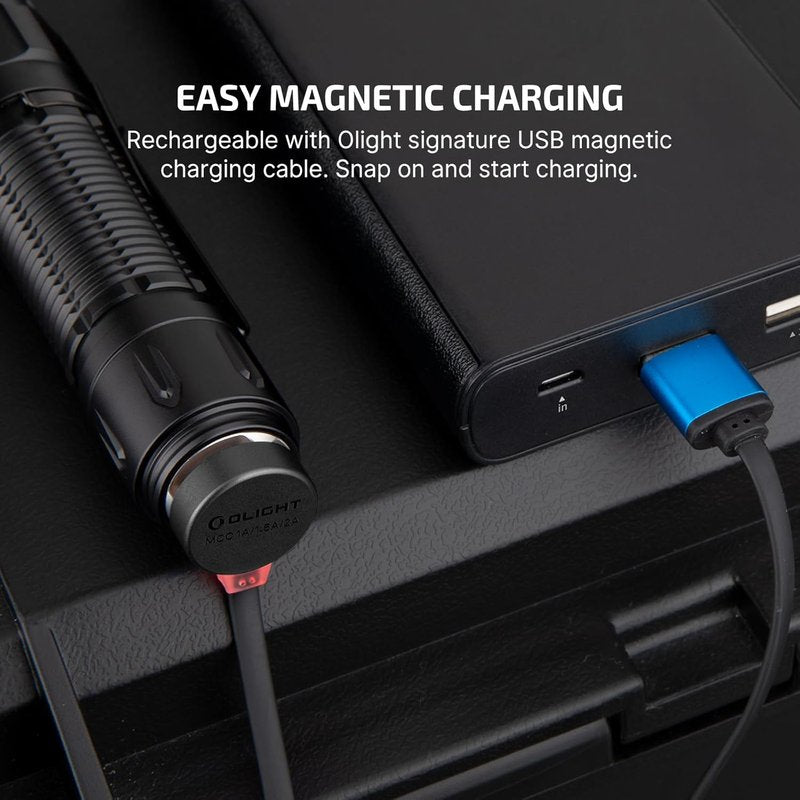 Olight Warrior 3S Tactical Flashlight - 2300 Lumens Rechargeable LED Light with Proximity Sensor | Compact Design (Black)