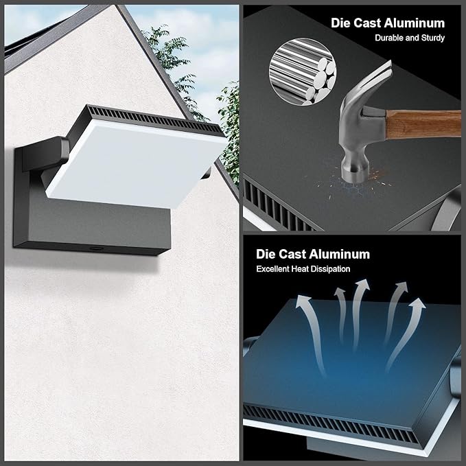 Modern Sleek Flood Lights Outdoor 120W, 14200LM 5000K Waterproof LED Security Lighting, 360° Rotatable Commercial Wall Pack for Yard, Car Lot, Building