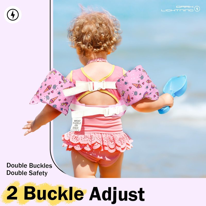 Dark Lightning Toddler Swim Vest for Kids Ages 2-7, Kids Floaties with Arm Wings, USCG Approved Pool Swim Vest for Boys Girls, 33-55 lbs (Submarine)