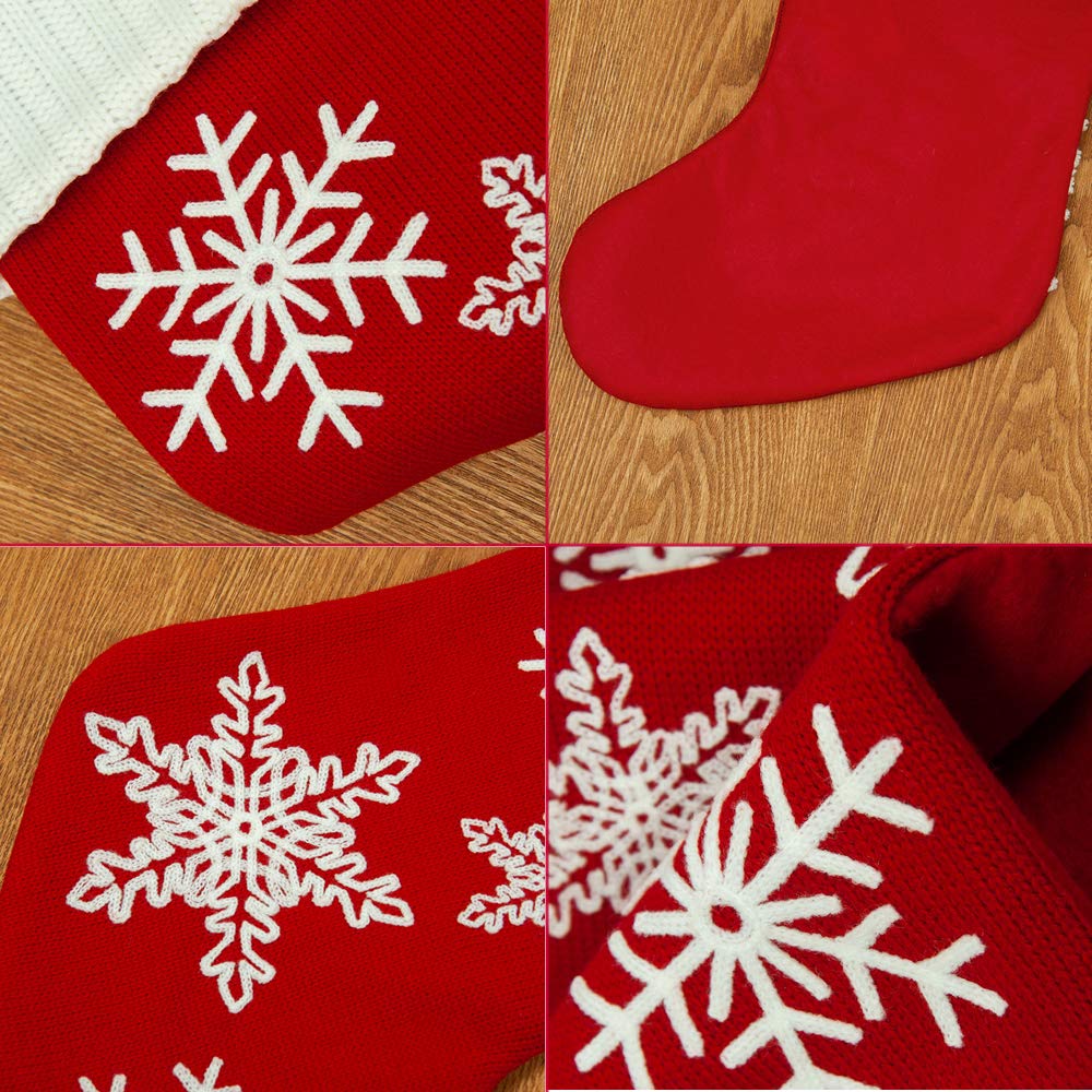 S-DEAL Christmas Stockings 20.5 Inches Wool Gift Filler Holder with White Pompoms for Xmas Party Decorations