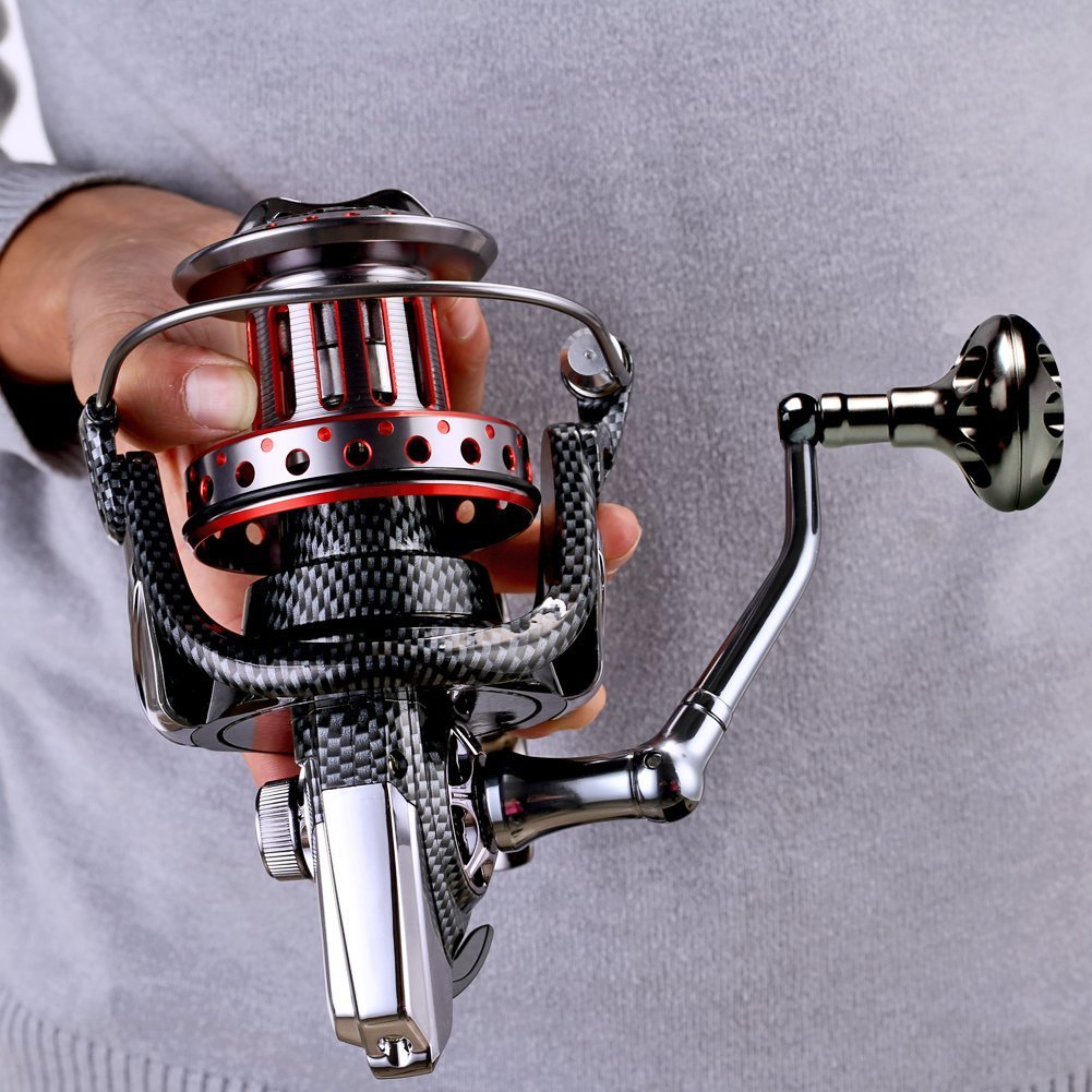 HiUmi Full Metal Body Big Spool Casting Spinning Fishing Reels 8000 9000 10000 11000 12000 PescaSaltwater Boat Rock Surf Fishing Reel (8000)