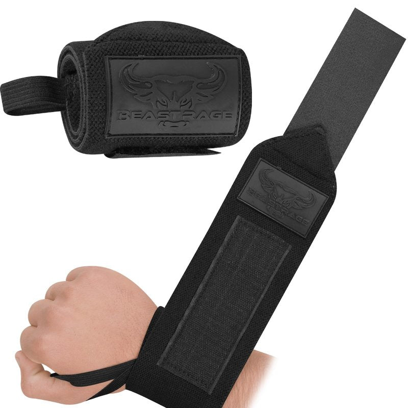 BEAST RAGE® Wrist Wraps for Weightlifting Adjustable Lifting Straps & Wrist Straps with Thumb Loop for Enhanced Gym Support, Wrist Support for Powerlifting, Bodybuilding, Strength Training and Gym workout (White Org)