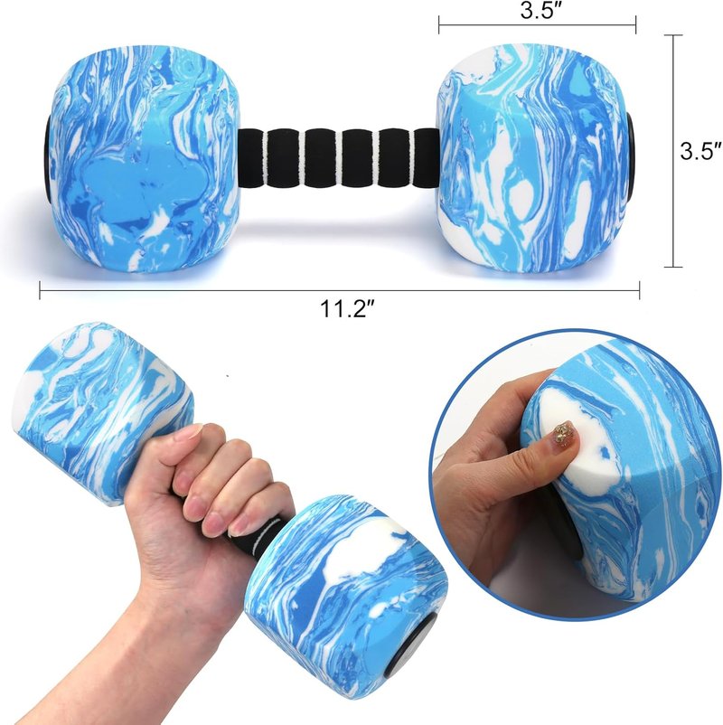 Water Dumbbells - 2-Pack EVA Foam Aquatic Exercise Barbells for Men, Women & Youth | Perfect for Water Workouts