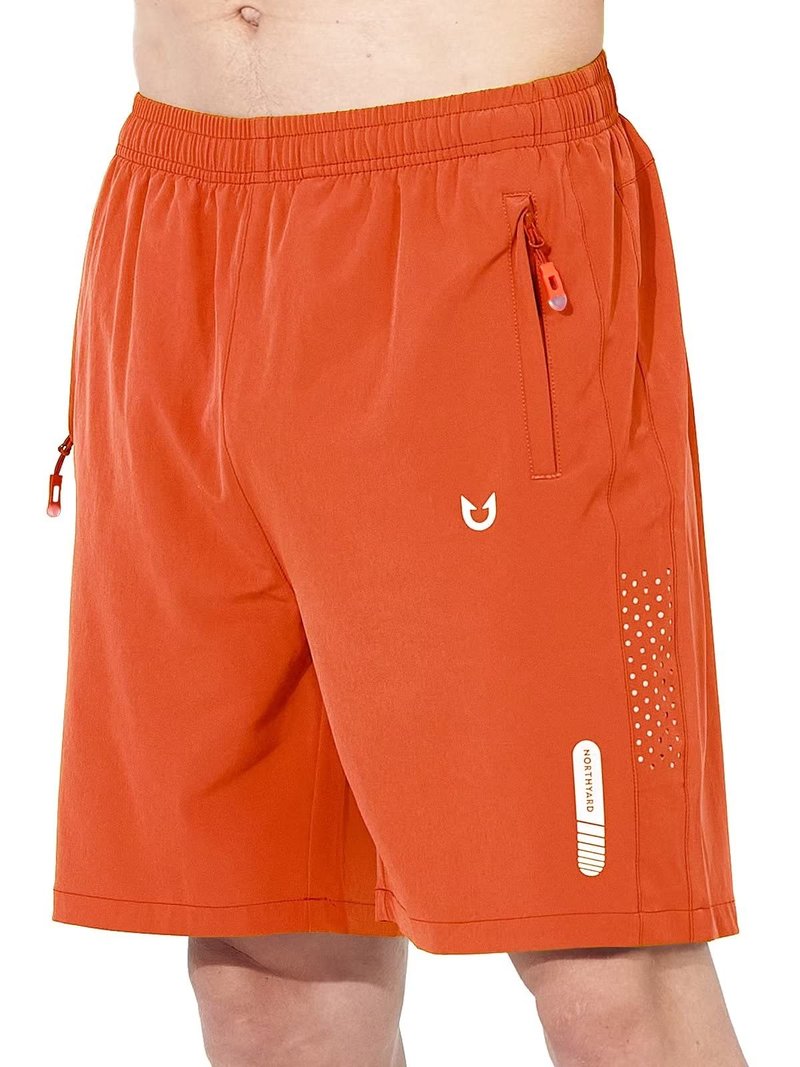 NORTHYARD Men's Athletic Running Shorts Gym Workout 7"/9"/5" Quick Dry Lightweight Sports Basketball Tennis 3 Zipper Pockets Orange 3XL