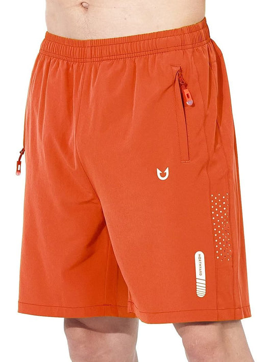 NORTHYARD Men's Athletic Running Shorts Gym Workout 7"/9"/5" Quick Dry Lightweight Sports Basketball Tennis 3 Zipper Pockets Orange L