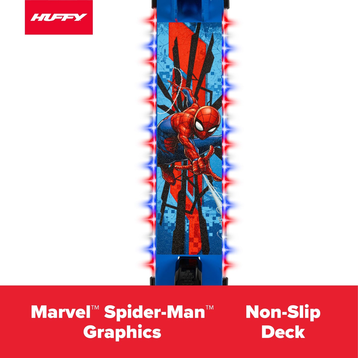Huffy Marvel Spider-Man Electro-Light Inline Scooter for Kids, Blue