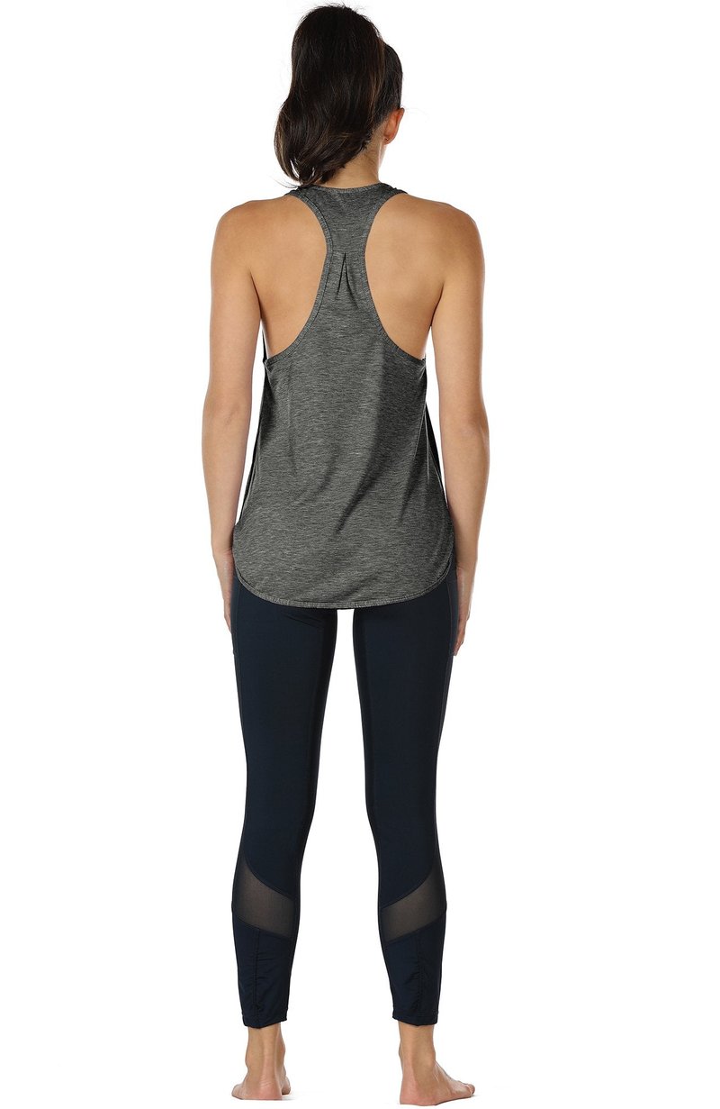 icyzone Workout Tank Tops for Women - Athletic Yoga Tops, Racerback Running Tank Top Loose Fit (M, Charcoal)
