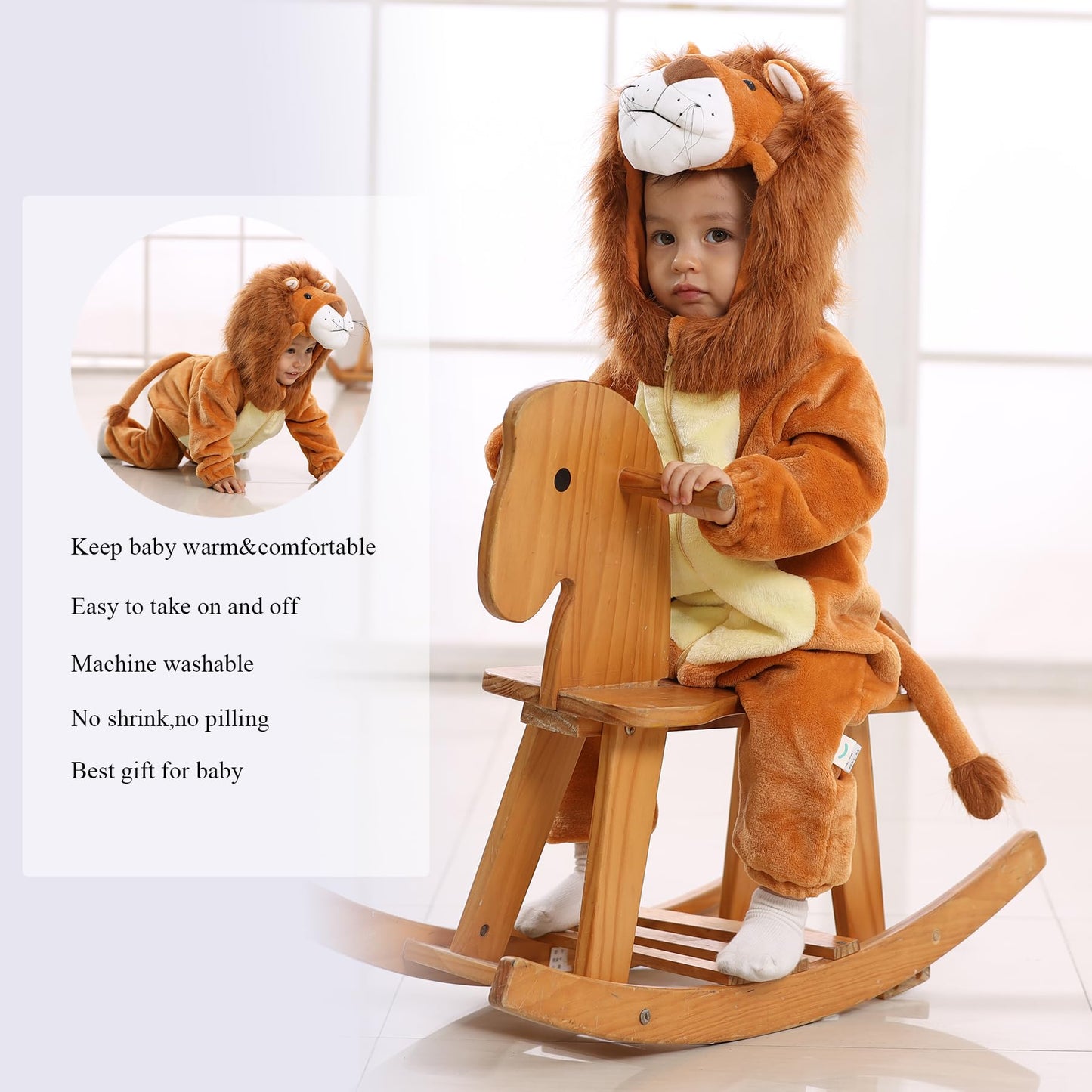 TONWHAR Infants Toddlers Halloween Cosplay Lion Costume Kids' Animal Outfit Snowsuit(2-3T,Lion)