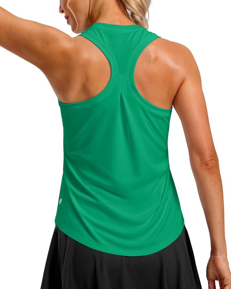 G Gradual Women's Workout Tank Tops Racerback Athletic Yoga Tops Loose Fit Sleeveless Running Gym Sports Shirts for Women(Green New,L)