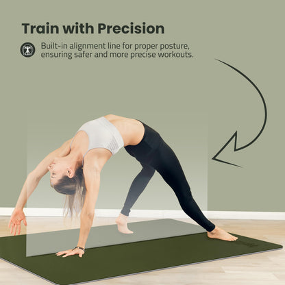 Gogokiwi Extra Wide Yoga Mat for Men Women (72"L x 36"W) Non Slip Fitness & Exercise Mat with Alignment Marks for Yoga, Pilates, Floor Workouts (Olive Green, Standard (1/4 inch Thick))