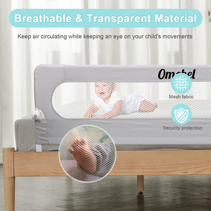 Omebel Toddler Bed Rail, 180cm/200cm Extra Long Baby Kids Bed Rail Guard Height Adjustable Folding, Safe Bed Side Rail for Queen, Full Size, Twin, King Size, Foldable & Button-Release Design