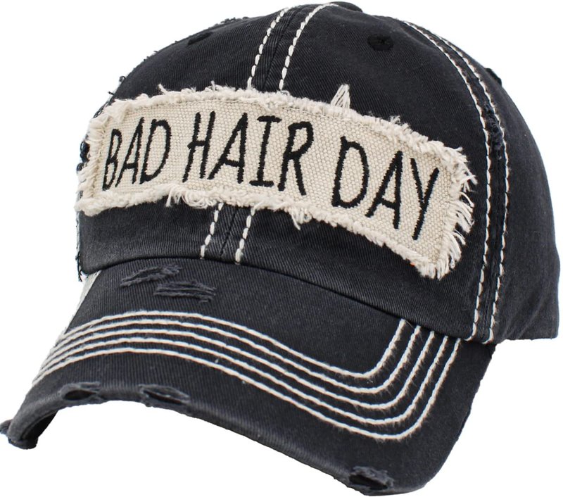 KBETHOS KBV-1073 BLK Bad Hair Day Vacation Beach Camping Womens Baseball Cap Distressed Vintage Unconstructed Embroidered Patch