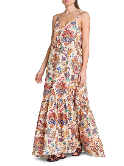Etro, Floral Tapestry Tank Maxi Dress, 38 (2), Stampa Bianco