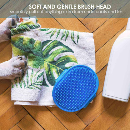 BRILLIRARE 2 Pack Dog Grooming Brush, Premium Soft Silicone Pet Bath Brushes with Adjustable Handle, Shampoo Soothing Comb for Wet Dry Long Short Haired Dogs & Cats Massaging, Deshedding