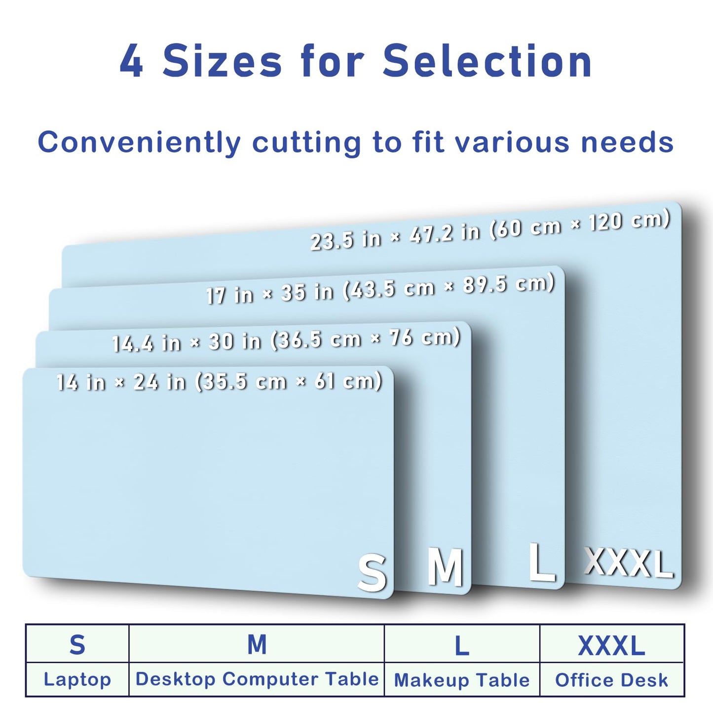 Boutilon Leather Desk Pad Protector,Non-Slip Mouse Pad,Laptop Desk Pad,Office Mouse Mat,Waterproof Leather Desk Blotter,Desk Writing Pad for Office and Home (L-Light Blue,35"x 17")