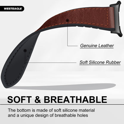 WestEagle Magnetic Leather Watch Band Compatible with Samsung Galaxy Watch Ultra 47mm (2024) Magnetic Buckle Design Adjustable Classic Wristbands Accessories Replacement Straps for Men and Women, A1