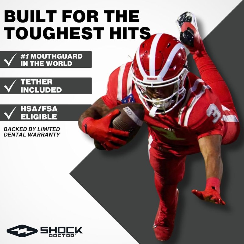 Shock Doctor Mouth Guard - Heavy Duty Sports Protection | Custom Fit for Hockey, Lacrosse, Baseball & Wrestling | Adult & Youth Sizes