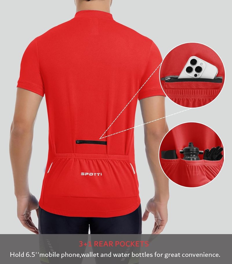 Men's Cycling Bike Jersey - Short Sleeve, Moisture-Wicking, Breathable | 3 Rear Pockets, Quick Dry